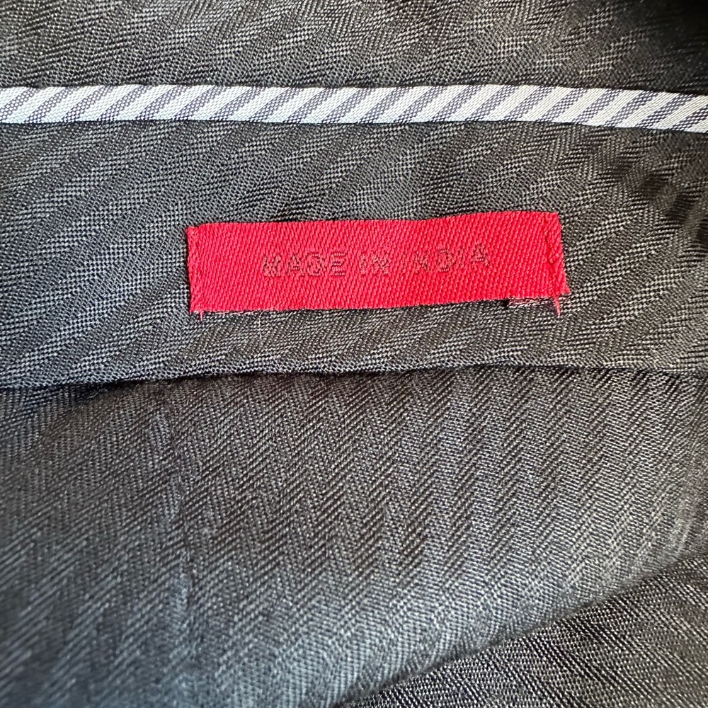 John Varvatos Plaid Charcoal Gray 100% Wool Slacks 34 X 32 - Picture 5 of 7